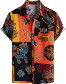 img 4 attached to Men'S Cotton Linen Hawaiian Shirt With Classic Print And Button-Down Design By LucMatton
