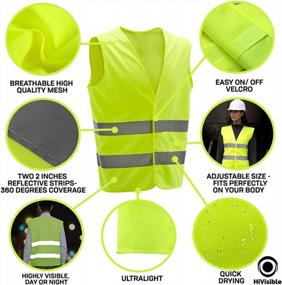 img 3 attached to Светоотражающие защитные жилеты для мужчин и женщин - сетчатый жилет повышенной видимости зеленого и желтого цветов