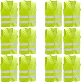 img 4 attached to Светоотражающие защитные жилеты для мужчин и женщин - сетчатый жилет повышенной видимости зеленого и желтого цветов