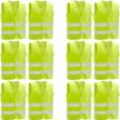 reflective safety vests for men and women - high visibility mesh vest in green and yellow colors logo