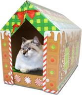 aspca christmas cat scratch house with catnip, cat tunnel, festive wands, and toys logo