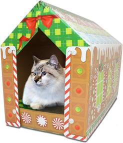 img 4 attached to ASPCA Christmas Cat Scratch House with Catnip, Cat Tunnel, Festive Wands, and Toys