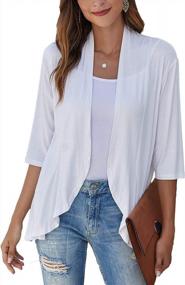 img 4 attached to Bluetime Women'S Soft Draped Ruffles Cardigans: Perfect Lightweight Addition To Your Casual Wardrobe