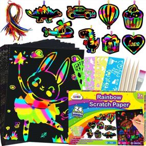 img 4 attached to ZMLM Scratch Paper Art Craft: Rainbow Scratch Magic Color Drawing Pad Kid Preschool Bulk Art Supply For Age 3-12 Girl Boy Project Activity Toy KindergartenEducationalPartyChristmasBirthday Gift