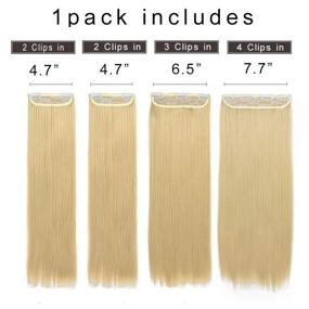 img 3 attached to REECHO 24" Straight Long 4 PCS Set Thick Clip In On Hair Extensions Light Golden Blonde