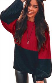 img 4 attached to Stay Cozy And Stylish With Angashion Women'S Oversized Sweaters -Chunky Knit Color Block Pullovers