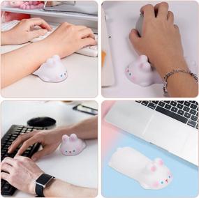 img 1 attached to CHUYI Cute Rabbit Wrist Rest - Ergonomic Memory Foam Support Pillow With Non-Slip PU Base For Comfortable Typing And Gaming (White)