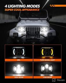 img 2 attached to 🔦 SEALIGHT Anti-glare 5x7 7x6 LED Headlights with DRL Turn Signal - Perfect Fit for Wrangler YJ, Cherokee XJ - High/Low Beam H6054 Sealed Beam LED Rectangular Headlight (2Pcs)