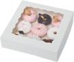 13 packs bakery pie boxes with window 9”9”2.5”inch large white cookie boxes for pastries, muffins and donuts logo