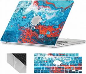 img 4 attached to Se7Enline Compatible With MacBook 13 Inch Case A2681 For 2022 Version 13.6 Inch MacBook Air M2 Chip Design Laptop Hard Shell Protective Case&Keyboard Cover Skin&Touchpad Protector, Blue Red Ripples