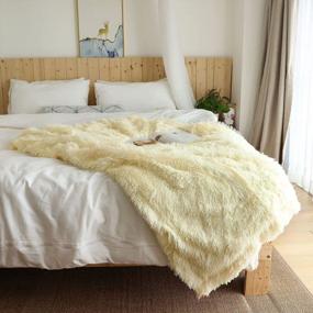 img 2 attached to Decorative Extra Soft Faux Fur Blanket Queen Size 78"X 90",Solid Reversible Fuzzy Lightweight Long Hair Shaggy Blanket,Fluffy Cozy Plush Fleece Comfy Microfiber Blanket For Couch Sofa Bed,Light Yellow