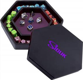 img 4 attached to Фиолетовый шестигранный лоток для игральных костей с крышкой: идеально подходит для RPG, DND и других настольных игр - SIQUK