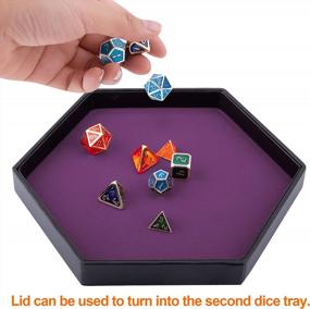 img 1 attached to Фиолетовый шестигранный лоток для игральных костей с крышкой: идеально подходит для RPG, DND и других настольных игр - SIQUK