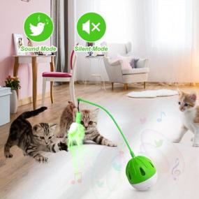 img 1 attached to Interactive Cat Toy With Sound & Feathers - Exercise, Swing Ball & Rocker Kitten Toys (Green)