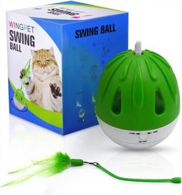 img 3 attached to Interactive Cat Toy With Sound & Feathers - Exercise, Swing Ball & Rocker Kitten Toys (Green)