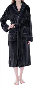 img 4 attached to PAVILIA Soft Plush Women Fleece Bathrobe, Cozy Spa Robe, Female Lounge Robe, Waffle Design