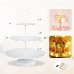 img 1 attached to 5-Piece Metal Cupcake And Cake Stand Set With Lights - White, 10 Inch Cake Stand, 2-Tier Dessert Holder, 3-Tier Cupcake Stand, And 2 Appetizer Platters - Perfect For Birthday, Wedding, And Party