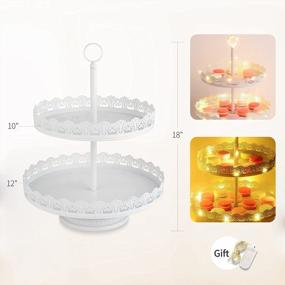 img 2 attached to 5-Piece Metal Cupcake And Cake Stand Set With Lights - White, 10 Inch Cake Stand, 2-Tier Dessert Holder, 3-Tier Cupcake Stand, And 2 Appetizer Platters - Perfect For Birthday, Wedding, And Party