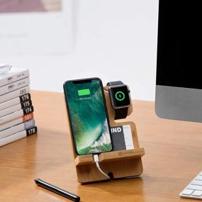 img 3 attached to Bamboo Charging Station Organizer: Keep Your Mobile Devices In Check With JACKCUBE Design Multi-Device Charger Dock Stand – MK243A