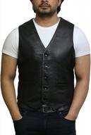 men's genuine leather biker vest by brandslock - slimfit design logo