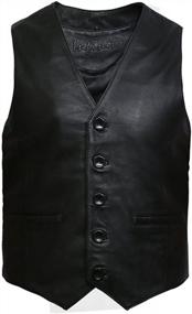 img 1 attached to Men'S Genuine Leather Biker Vest By BRANDSLOCK - Slimfit Design