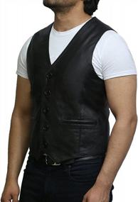 img 3 attached to Men'S Genuine Leather Biker Vest By BRANDSLOCK - Slimfit Design
