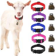 5-pack gindoor goat collars with bells - adjustable nylon collar set for small farm animals (goats, sheep, cows), anti-lost bronze bell, ideal grazing copper bell accessory logo