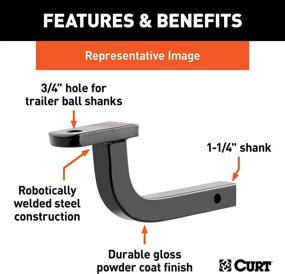 img 2 attached to 🚗 CURT 45014 Trailer Hitch Ball Mount: Class 2, 1-1/4-Inch Receiver, 3,500 lbs Capacity, 3/4-Inch Hole, 5-Inch Rise