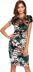 img 4 attached to Floral Green Classy Pencil Dress: Perfect For Work Attire, Stretchy And Comfortable For Women In XS Size