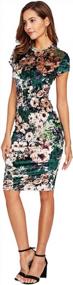 img 1 attached to Floral Green Classy Pencil Dress: Perfect For Work Attire, Stretchy And Comfortable For Women In XS Size
