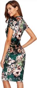 img 3 attached to Floral Green Classy Pencil Dress: Perfect For Work Attire, Stretchy And Comfortable For Women In XS Size