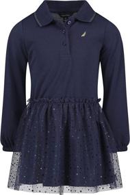 img 1 attached to Nautica Girls Sleeve Peacoat Medium Girls' Clothing : Dresses