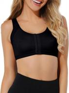 women's wireless post surgery sports bra: comfort & adjustable straps for front closure logo