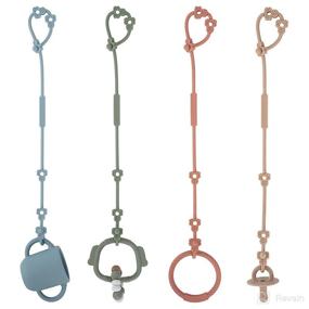 img 4 attached to Premium Toy Safety Straps: Silicone Pacifier Clips & More for Strollers, High Chairs, Cribs & Car Seats - 4 Pack, Adjustable & Stretchable (Ether+Sage+Muted+Apricot)