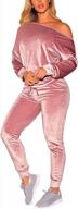женский бархатный спортивный костюм с топом с открытыми плечами и спортивными брюками от selowin - повседневный и модный спортивный костюм из 2 предметов логотип