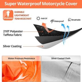 img 3 attached to Protect Your Motorcycle with Large Waterproof Sun Outdoor Cover - All Season Protection with 5 Reflective Strips, Lock-Holes & Storage Bag