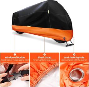 img 2 attached to Protect Your Motorcycle with Large Waterproof Sun Outdoor Cover - All Season Protection with 5 Reflective Strips, Lock-Holes & Storage Bag