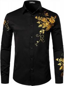 img 4 attached to Flower Power: Elevate Your Style With ZEROYAA'S Men'S Hipster Rose Floral Printed Dress Shirts