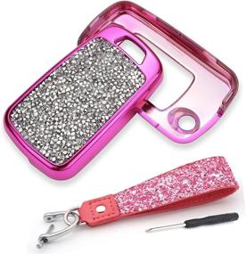 img 2 attached to Bling Diamond Rhinestone Key Fob Cover for Buick Chevy Camaro Cruze Equinox Malibu - Pink | Royalfox(TM)