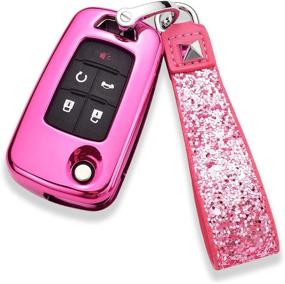 img 1 attached to Bling Diamond Rhinestone Key Fob Cover for Buick Chevy Camaro Cruze Equinox Malibu - Pink | Royalfox(TM)