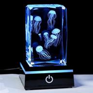 🎆 mesmerizing movdyka: 3d jellyfish lamp - color-changing mood light for all! sparkling crystal jelly fish figurines with led base for unforgettable gifts, birthday parties, and decorative desks логотип