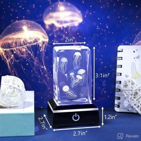 img 1 attached to 🎆 Mesmerizing Movdyka: 3D Jellyfish Lamp - Color-Changing Mood Light for All! Sparkling Crystal Jelly Fish Figurines with LED Base for Unforgettable Gifts, Birthday Parties, and Decorative Desks