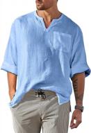 повседневная и удобная: мужская рубашка bbalizko из хлопка и льна henley с карманом и длинными рукавами для пляжной йоги и стиля хиппи логотип