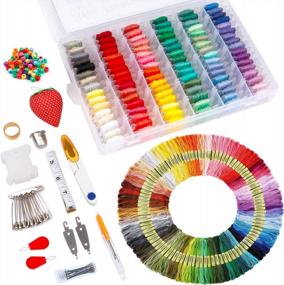 img 4 attached to 364-Pack Embroidery And Friendship Bracelet Floss Kit With 200 Vibrant Colors And Cross Stitch Tools By INSCRAFT - Perfect For Embroidery, Cross Stitching, And Bracelet Stringing
