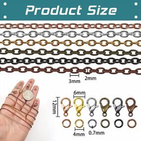 img 3 attached to 🔗 98-Feet TOAOB Link Cable Chains with 60 Lobster Clasps and 150 Jump Rings in Gold, Silver, and Antique Bronze – Perfect Kit for DIY Jewelry Making, Pendant Necklaces for Men and Women