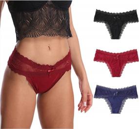 img 4 attached to Sexy Lace Thongs For Women - LEVAO Multipack Seamless Bikini Panties S-XL