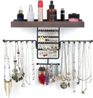 efficient & stylish hanging jewelry organizer: rotating wall-mounted display in weathered grey for necklaces, bracelets, earrings & rings logo