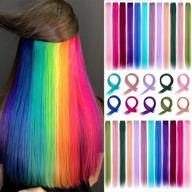 яркие цветные накладные волосы felendy: заколки и вьющиеся/прямые для женщин - 12 радужных шиньонов, чтобы подчеркнуть ваши волосы логотип