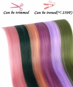 img 1 attached to Vibrant Felendy Colored Hair Extensions: Clip-In And Curly/Straight For Women - 12Pcs Rainbow Hairpieces To Highlight Your Hair