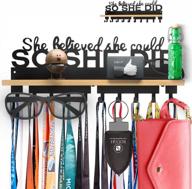 metal medal and trophy display shelf with upgraded hooks - ibobbish premium wall mount for sturdy medal and trophy display, packed in black gift box logo